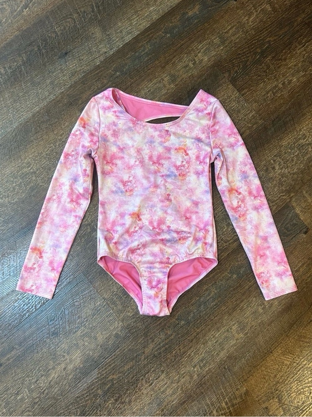 Cat & Jack Pink Tie-Dye Long Sleeve Leotard